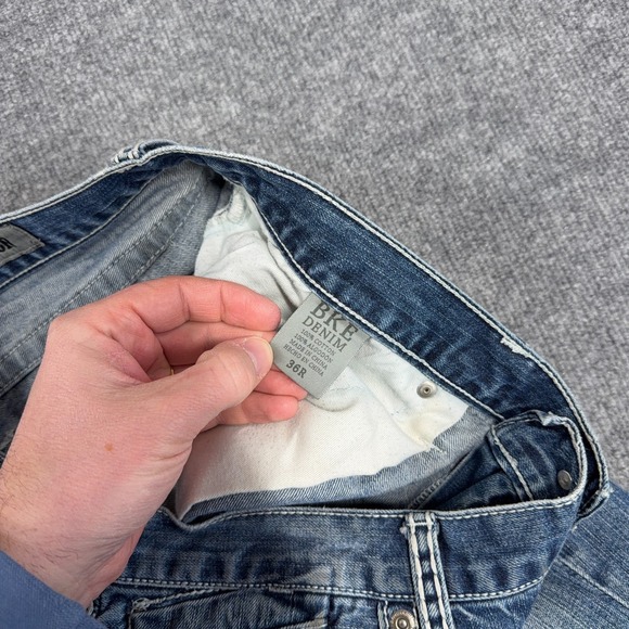 BKE Denim Jeans Mens 36R (36x31) Blue Denim Medium Wash Seth Distressed Bootleg - Picture 10 of 13